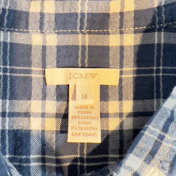 J. Crew Flannel Button Shirt Woman M Blue White Check Secure Pocket Snuggle Cozy - Picture 2 of 10